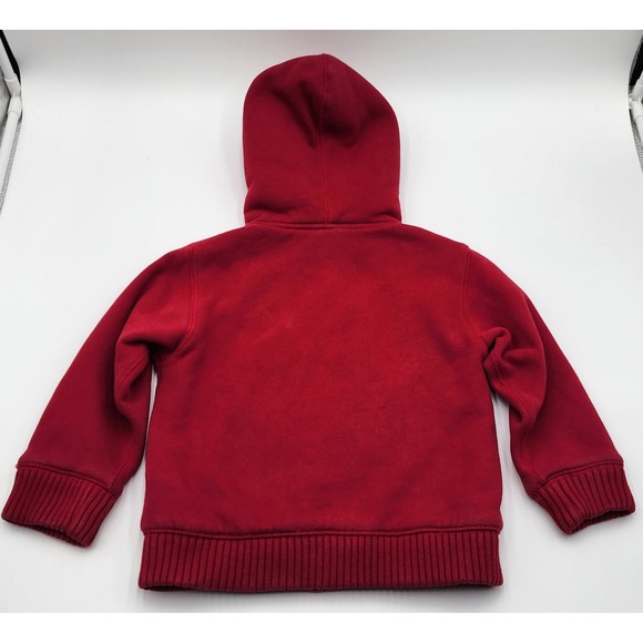 Baby Gap Toddler Red Quilted Lined Zip Hoodie 4 Years Sherpa Embroidered - Picture 5 of 10